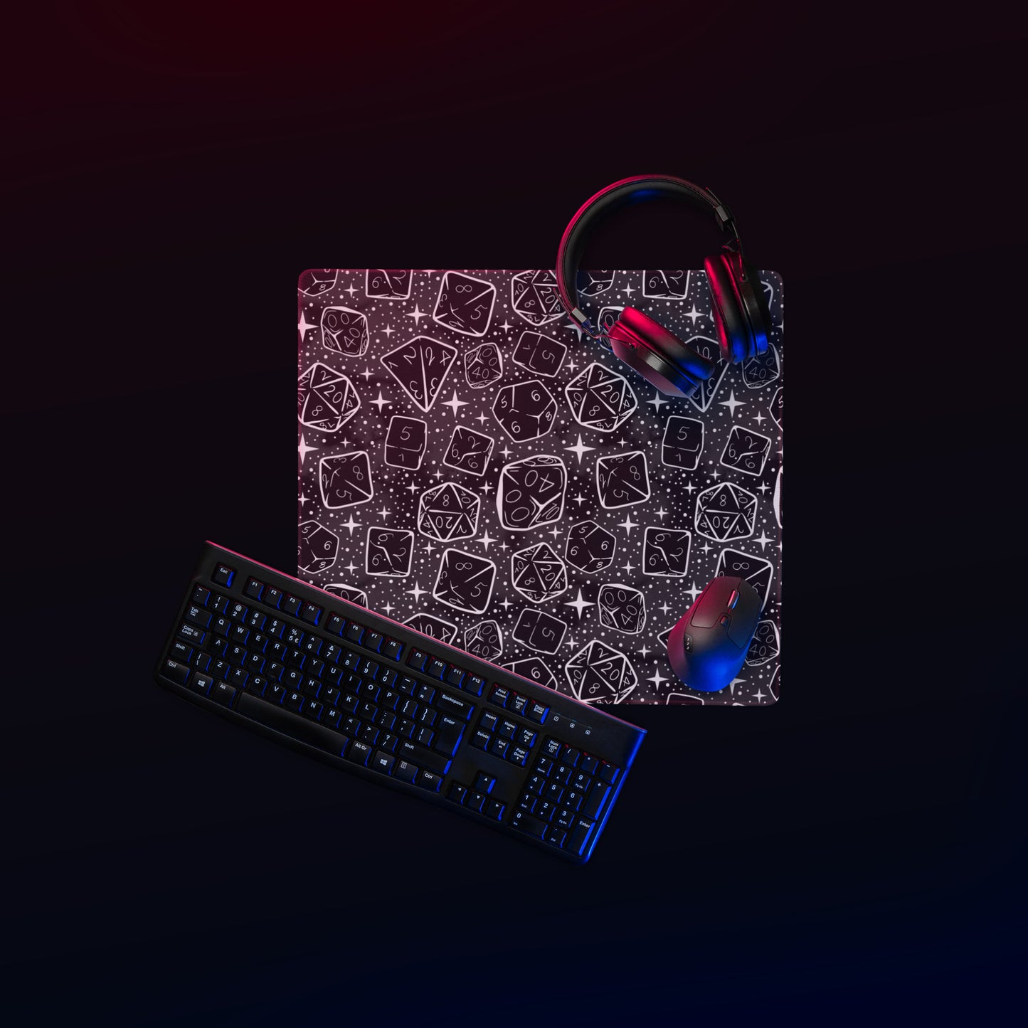 Blackout Version: Dice Pattern, Desk Mat | Dungeons and Dragons