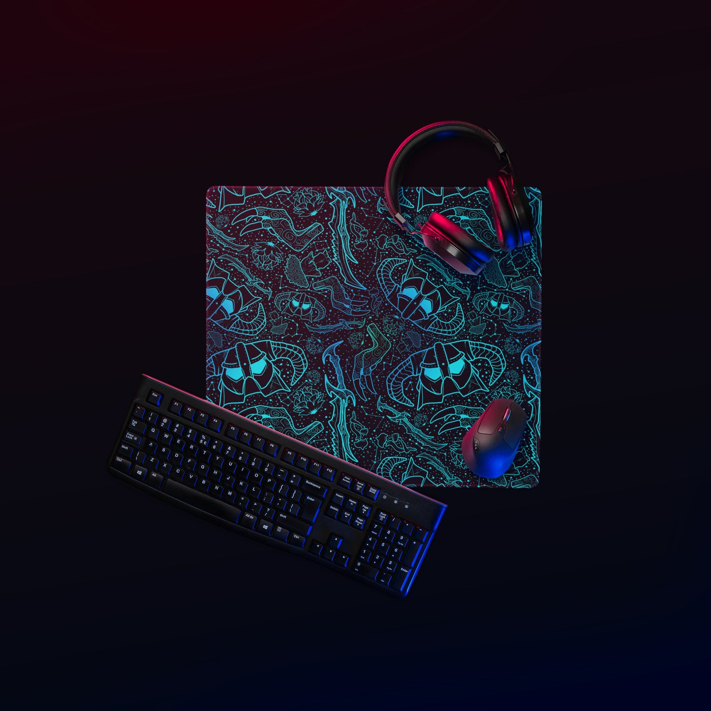 Northern Lights Nord Warrior | Gaming Desk Mat | Fantasy Scrolls