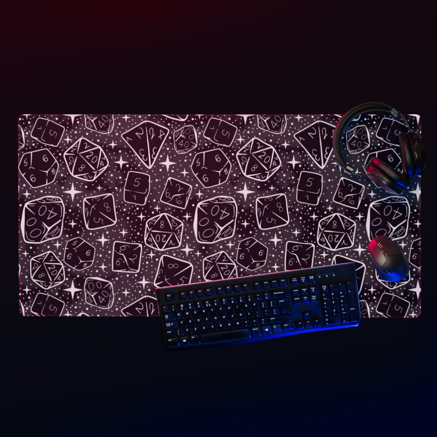 Blackout Version: Dice Pattern, Desk Mat | Dungeons and Dragons