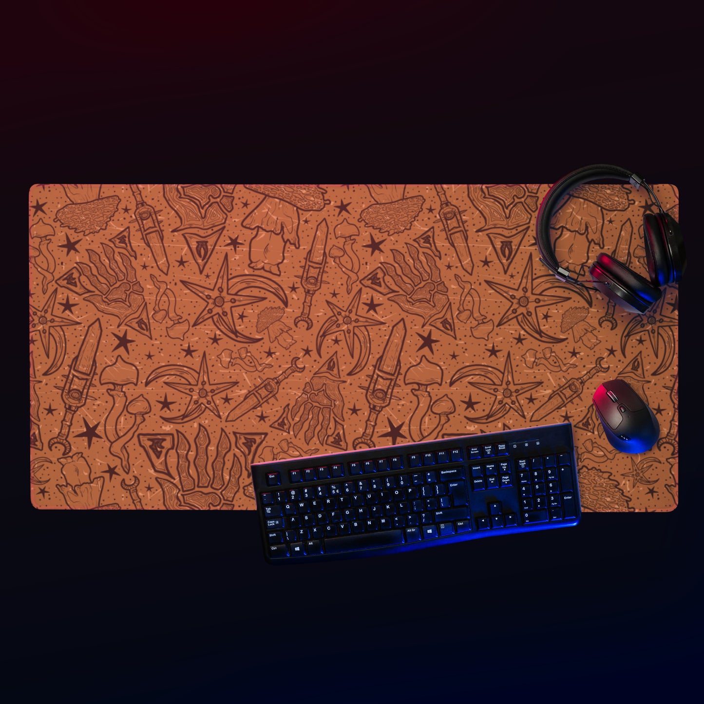 Aged Map Vr. Moon and Star Pattern | Gaming Desk Mat | Fantasy Scrolls