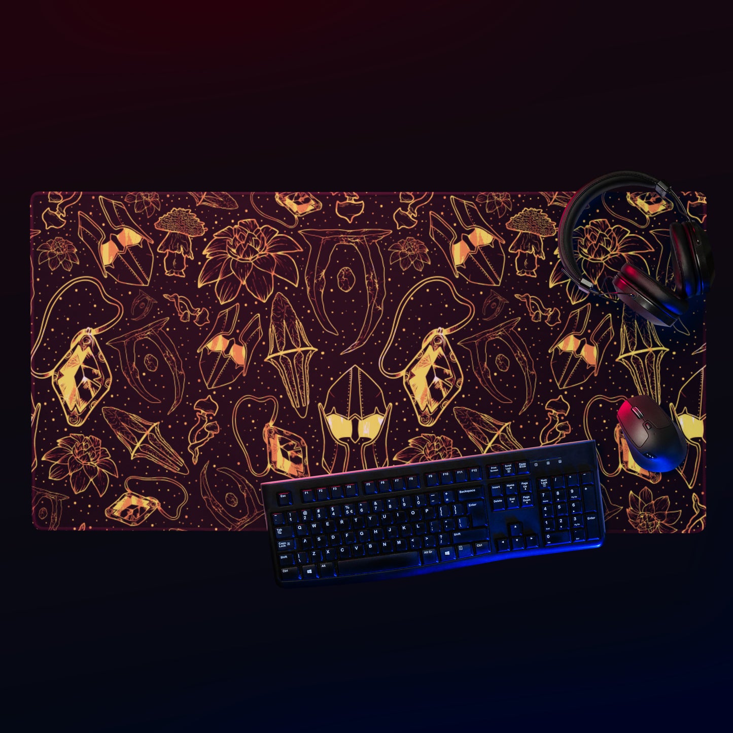 Hero of All Pattern Gaming Desk Mat | Fantasy Scrolls