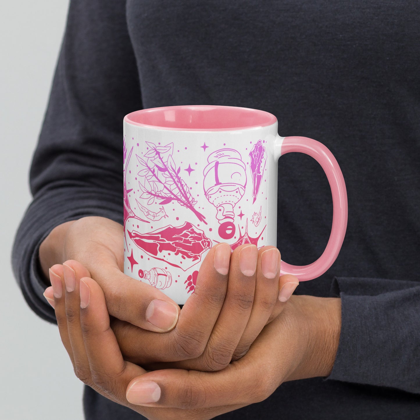 BG3 Pattern (Kawaii) Mug with Pink Inside