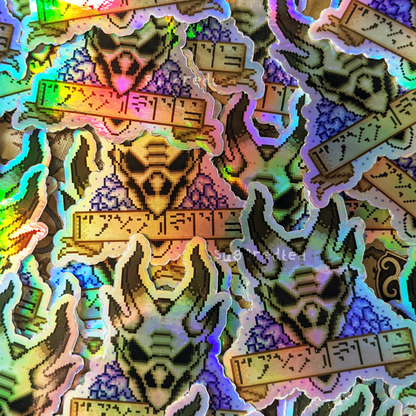 Dragon Born Pixel Art Crest Holographic Vinyl Sticker Water Resistant