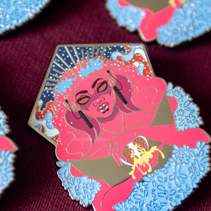 Dread Queen LE 30 | 3" Inch Portrait Pin | Screen Print, Glitter