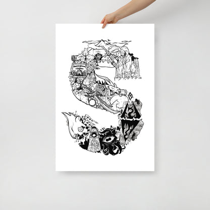 S is for Skyrim Unframed Poster Art Print | Fantasy Location Series