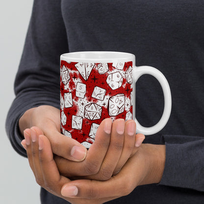 Dice Pattern, Red White glossy mug | Dungeons and Dragons