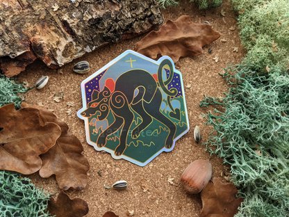 Black Dog Holographic 3" Inch Vinyl Sticker | Celtic Cryptids | English Mythology Spirit Fairy