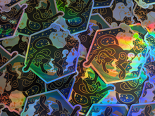 Load image into Gallery viewer, Cat-sìth Holographic 3&quot; Inch Vinyl Sticker | Celtic Cryptids | Scottish Mythology Spirit Fairy
