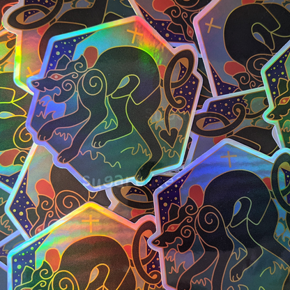 Black Dog Holographic 3" Inch Vinyl Sticker | Celtic Cryptids | English Mythology Spirit Fairy